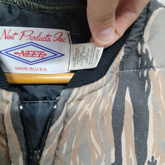 Vtg 70s Neet Insulated Camouflage Outdoors Camo Zip Hunting Vest USA Made L‎ - Picture 5 of 9